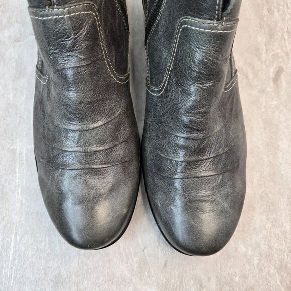 Aetrex Comfort Ankle Boots Leather Gray Minimalist Preppy Chelsea Bootie Size 10 - Picture 10 of 13